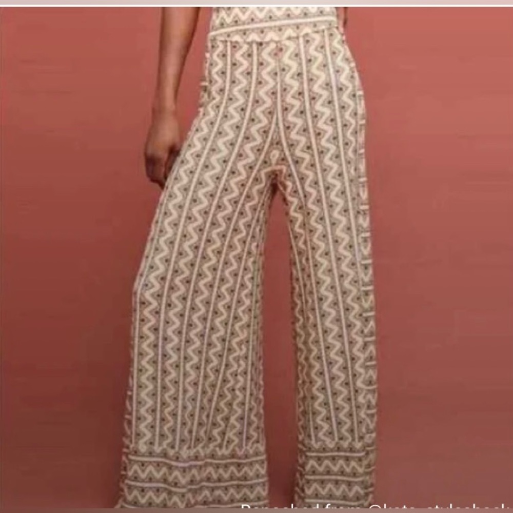 Anthropologie Farm Rio Striped Wide Leg Palazzo Pants Geometric Print